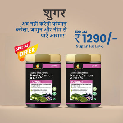 Devridhi Karela Jamun & Neem Powder 500g | Ayurvedic Herbal Blend for Sugar Management, Digestion & Detox | 100% Pure & Natural | No Additives or Preservatives