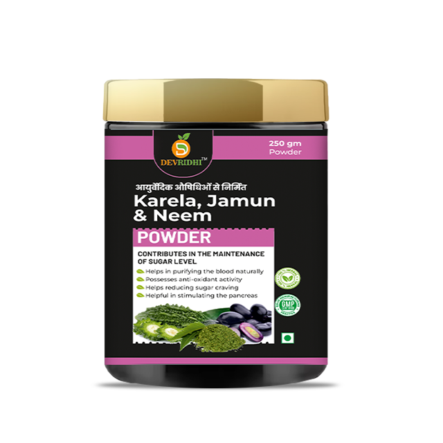 Devridhi Karela Jamun & Neem Powder 250g | Ayurvedic Herbal Blend for Sugar Management, Digestion & Detox | 100% Pure & Natural | No Additives or Preservatives