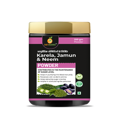 Devridhi Karela Jamun & Neem Powder 250g | Ayurvedic Herbal Blend for Sugar Management, Digestion & Detox | 100% Pure & Natural | No Additives or Preservatives
